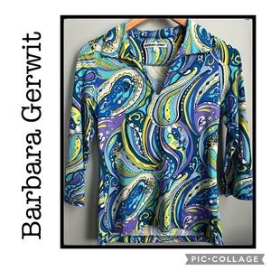 Barbara Gerwit V-Neck 3/4 Sleeve Top Size S